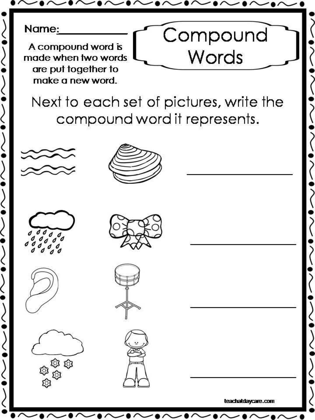 10 Printable Compound Word Worksheets 1st 2nd Grade ELA Worksheets Etsy Israel