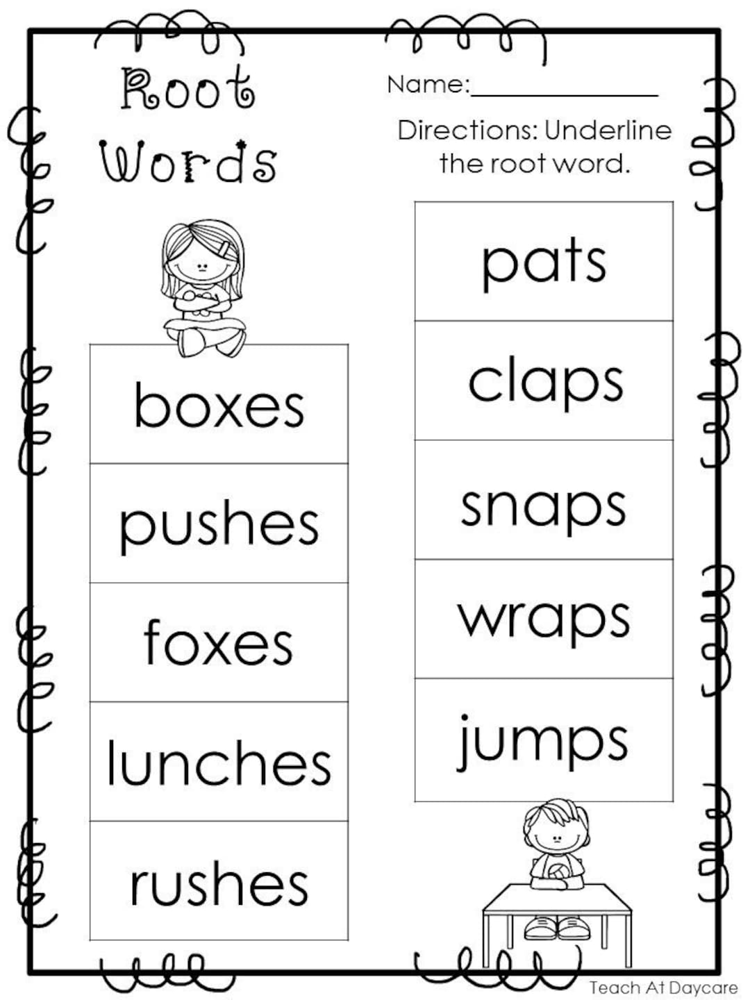 10 Printable Root Words Worksheets 1st 3rd Grade ELA Worksheets Etsy Canada