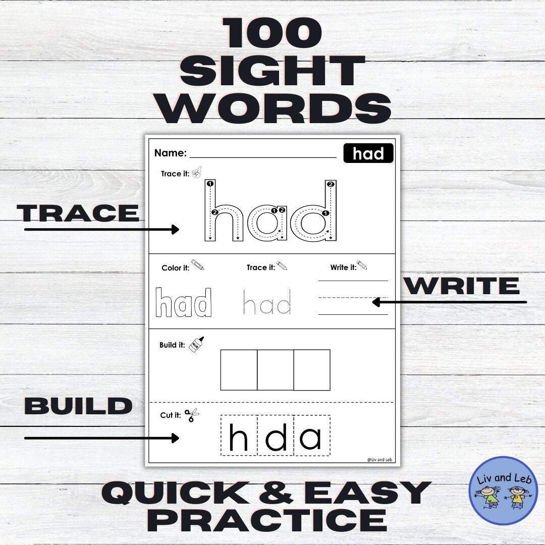 100 Fry Sight Words Practice Trace Color Write Printable Cards Etsy 100 Fry Sight Words Practice Trace Color Write Printable Cards Etsy