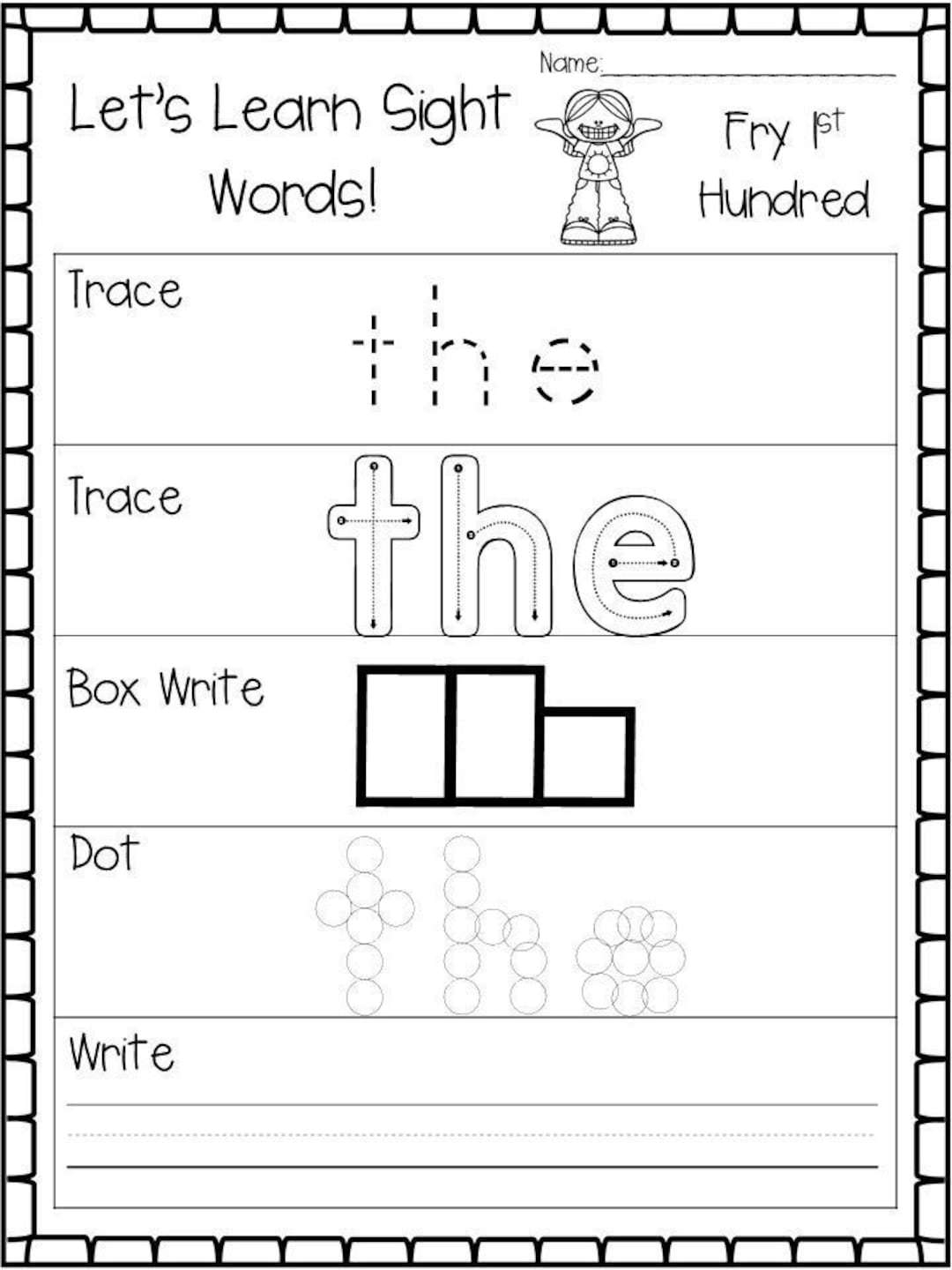 Sight Word The Worksheet Free Printable Digital PDF