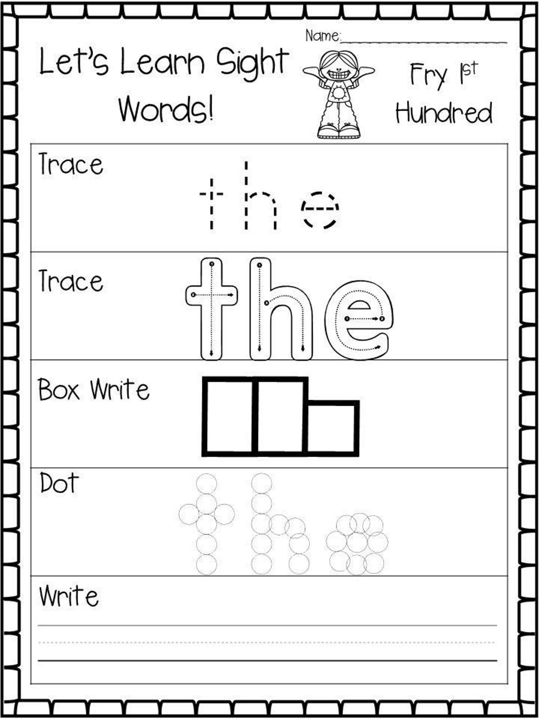 The We Sight Word Worksheet For Pre Kindergarten Dolch Sight Words Ezpzphonics