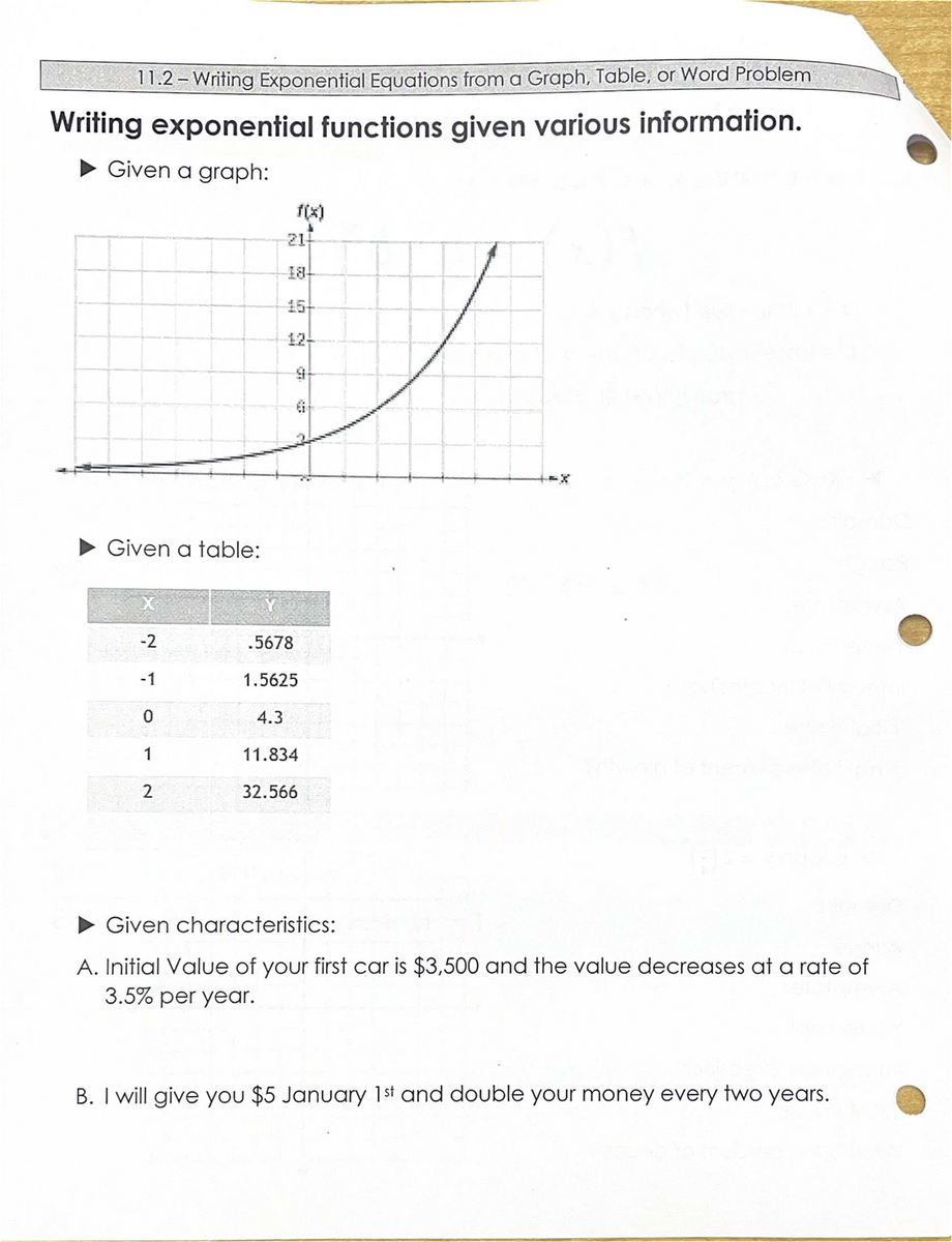 11 2 Writing Exponential Equations Graphs Tables Problems Studocu 11 2 Writing Exponential Equations Graphs Tables Problems Studocu