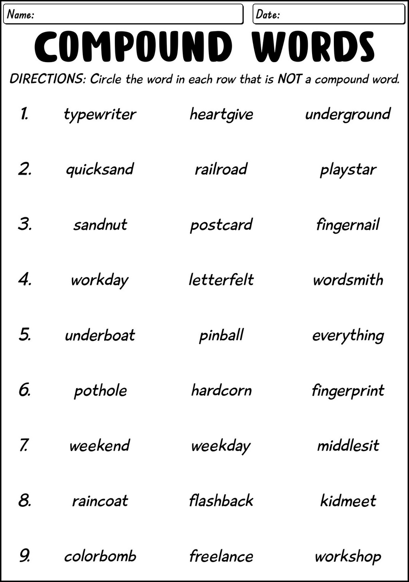 13 Compound Words Worksheets Free PDF At Worksheeto 13 Compound Words Worksheets Free PDF At Worksheeto