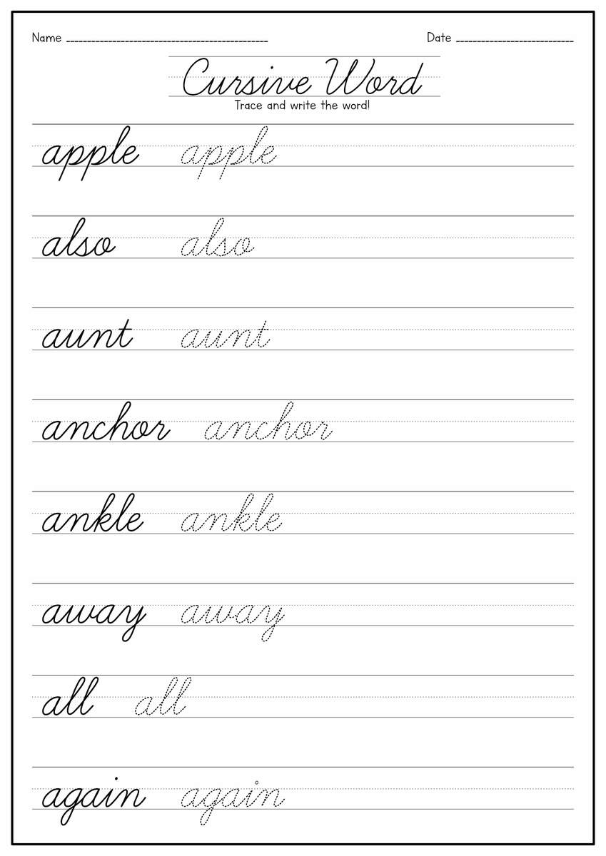 14 Cursive Tracing Words Worksheets Free PDF At Worksheeto 14 Cursive Tracing Words Worksheets Free PDF At Worksheeto