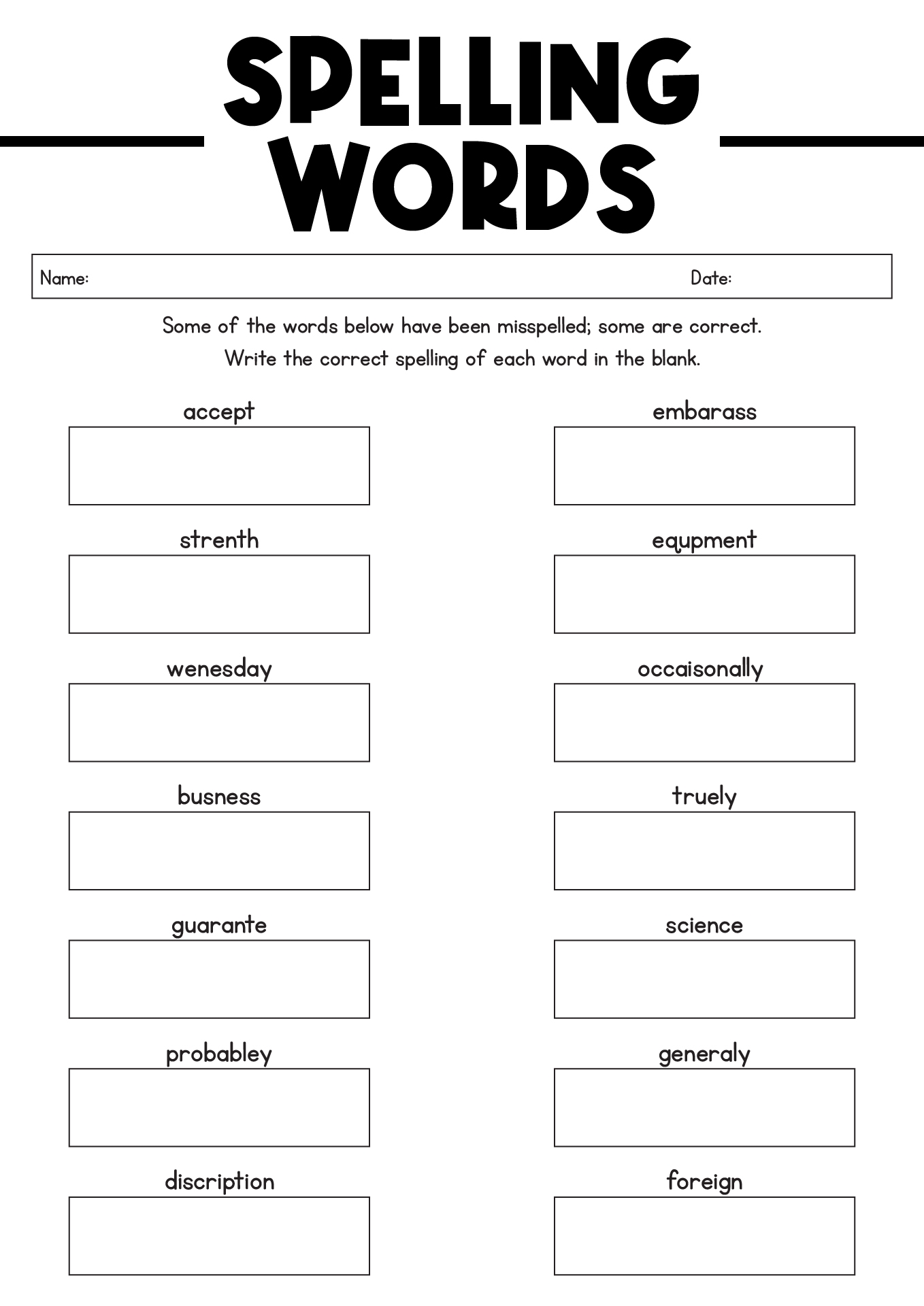 15 7th Grade Spelling Words Worksheets Free PDF At Worksheeto