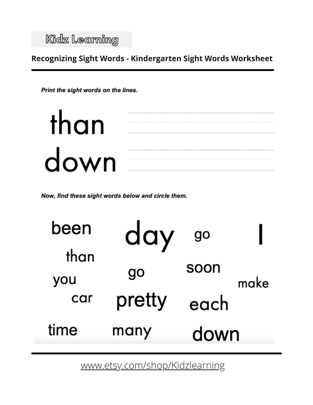 18 Printable Sight Word Worksheet Etsy 18 Printable Sight Word Worksheet Etsy