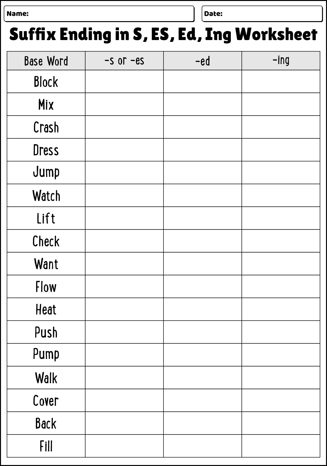 20 Adding The Suffix Ed And ING Worksheet Free PDF At Worksheeto