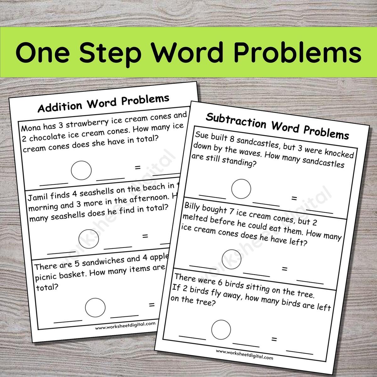 1st 2nd Grade Math Word Problems Worksheet PDF Etsy Norway