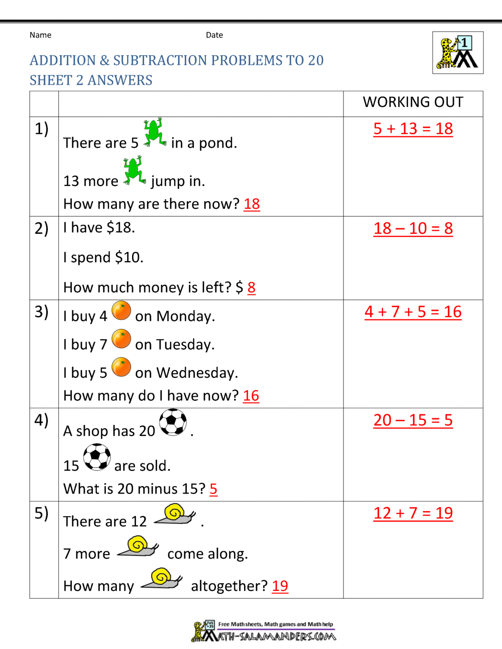 1st Grade Addition And Subtraction Word Problems Addition Word Problems Worksheet For 1st Grade Free Printable