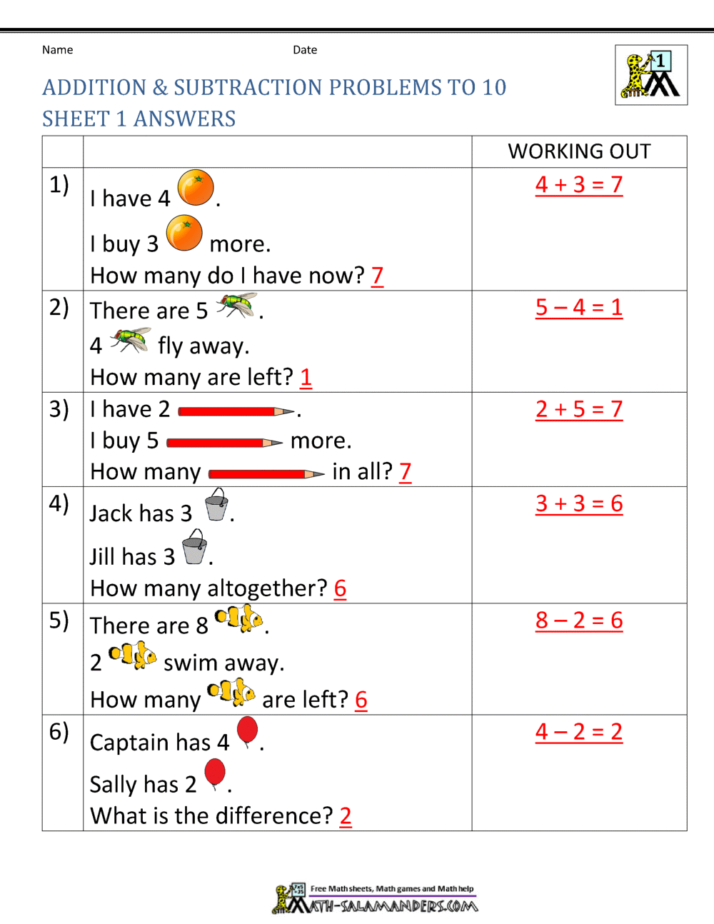 1st Grade Addition And Subtraction Word Problems