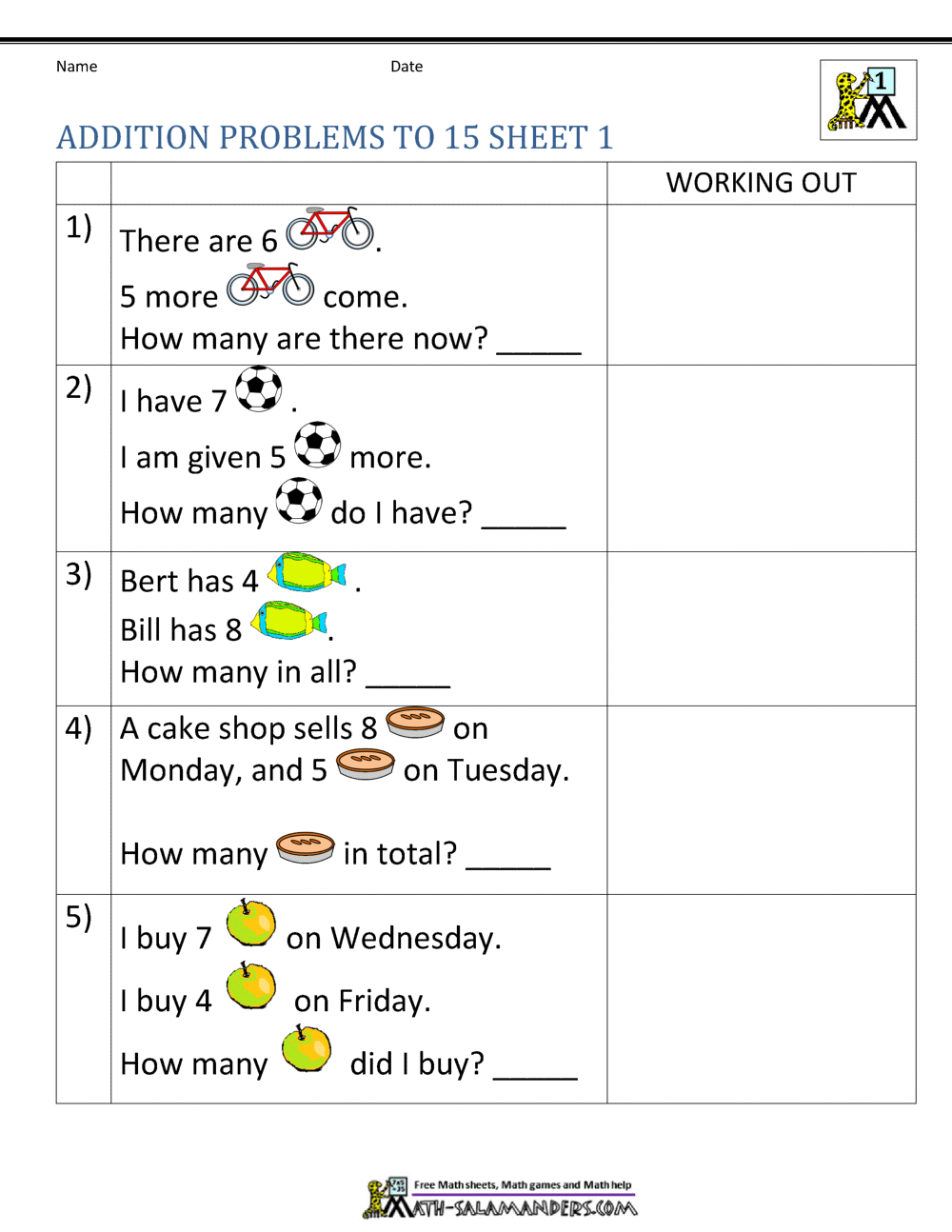 Addition Word Problems Superstar Worksheets