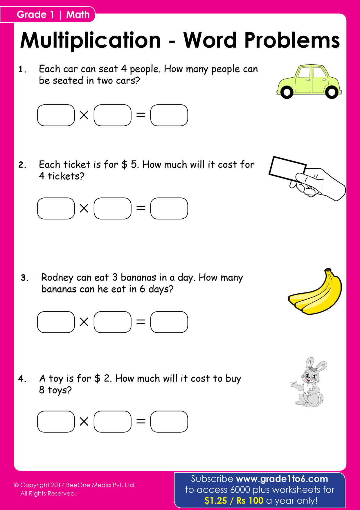 1st Grade Math Word Problems Grade1to6
