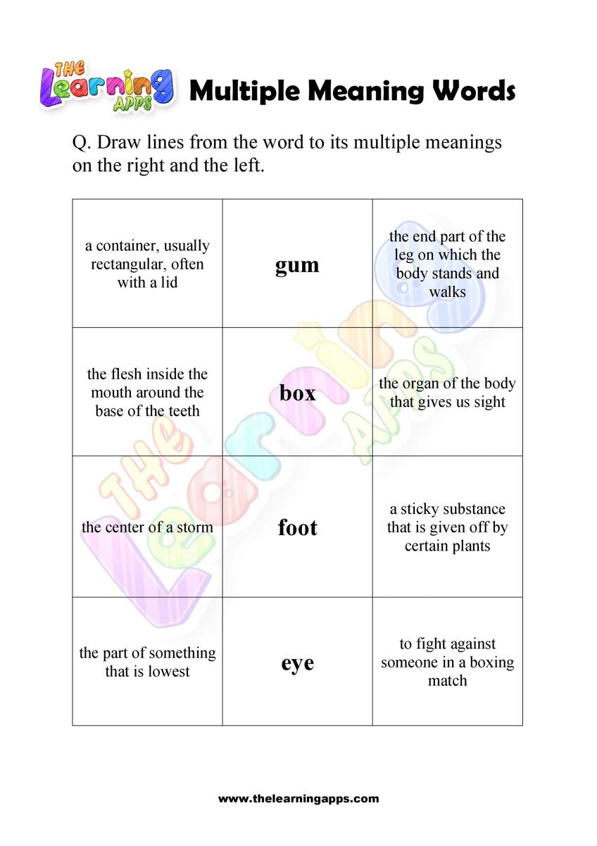 1st Grade Multiple Meaning Worksheets The Learning Apps 1st Grade Multiple Meaning Worksheets The Learning Apps