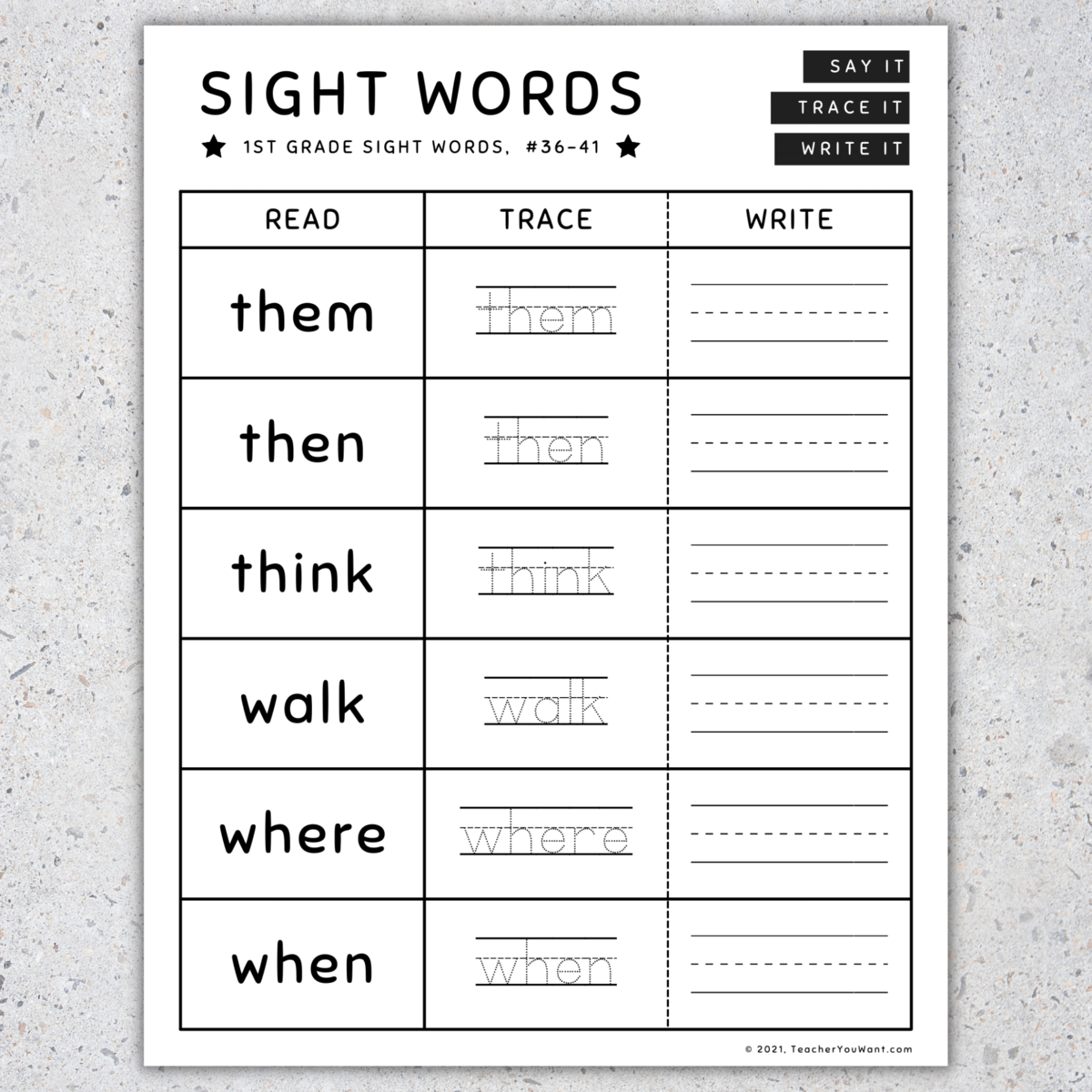 1st Grade Sight Words Read Trace Write Worksheets Activities SET 4 Made By Teachers