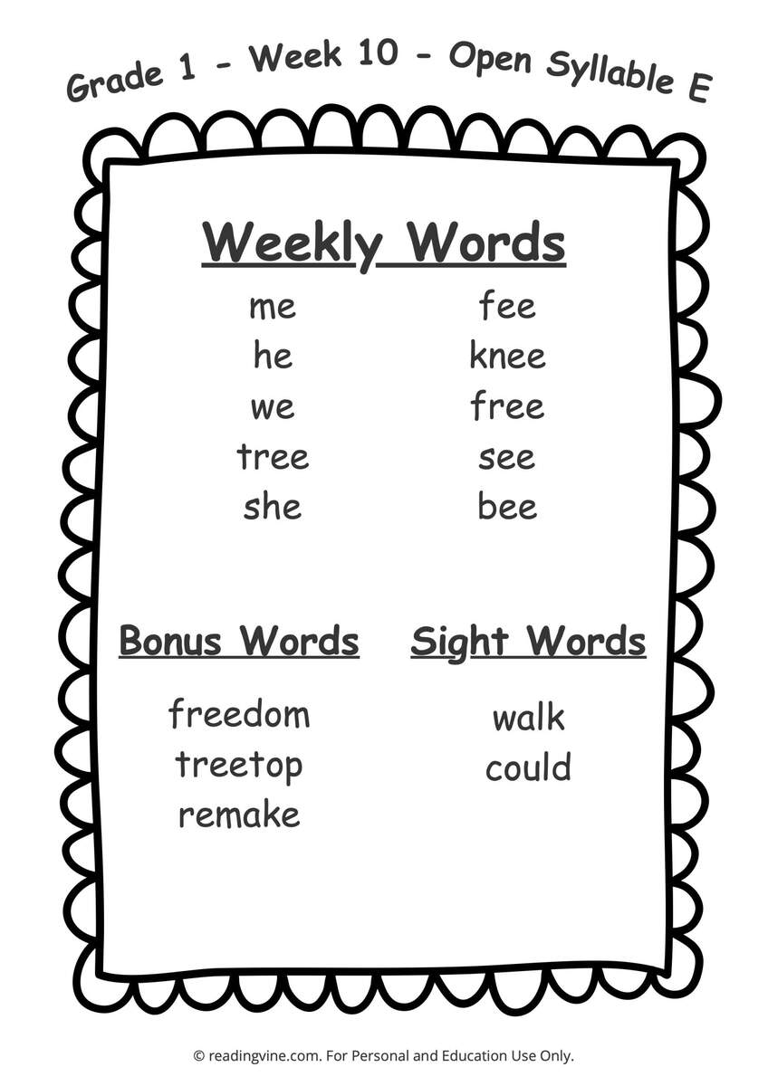 1st Grade Spelling Worksheets Printable Word Lists Weekly Practice