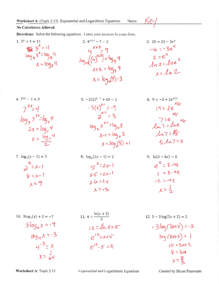 2 13 HW Key Exponential Logarithmic Equations Solutions Studocu 2 13 HW Key Exponential Logarithmic Equations Solutions Studocu