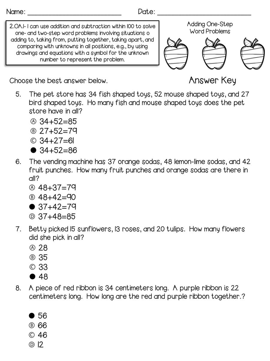 2 OA 1 Assessments One And Two Step Word Problems Classful 2 OA 1 Assessments One And Two Step Word Problems Classful