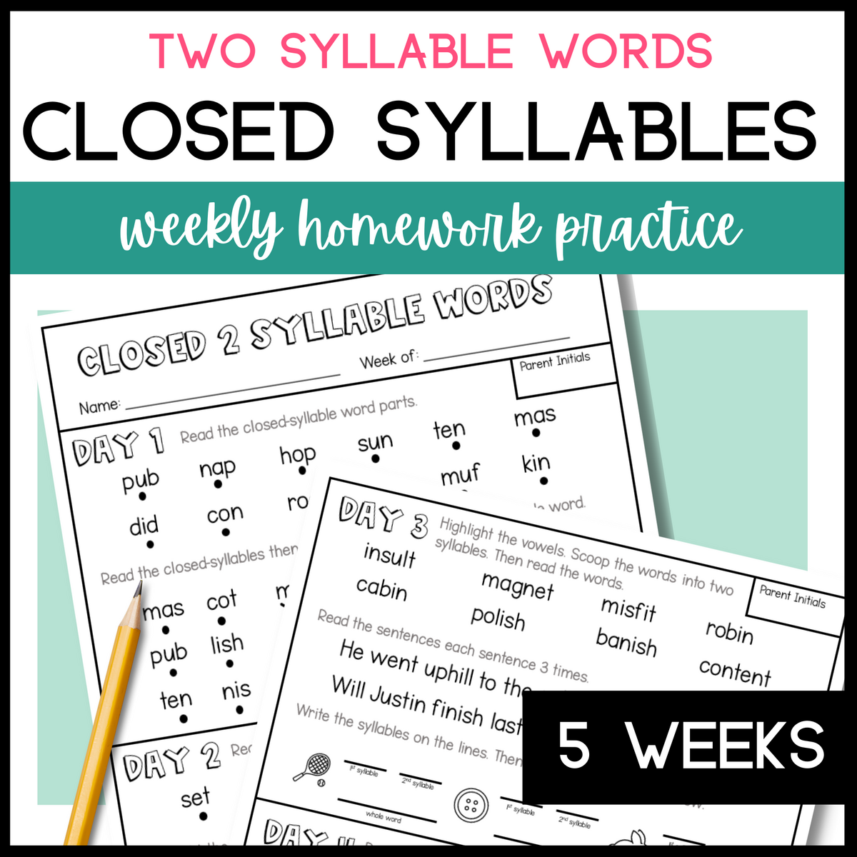 2 Syllable Words Closed Syllable Decoding Practice Fluency Homework VCCV Classful 2 Syllable Words Closed Syllable Decoding Practice Fluency Homework VCCV Classful