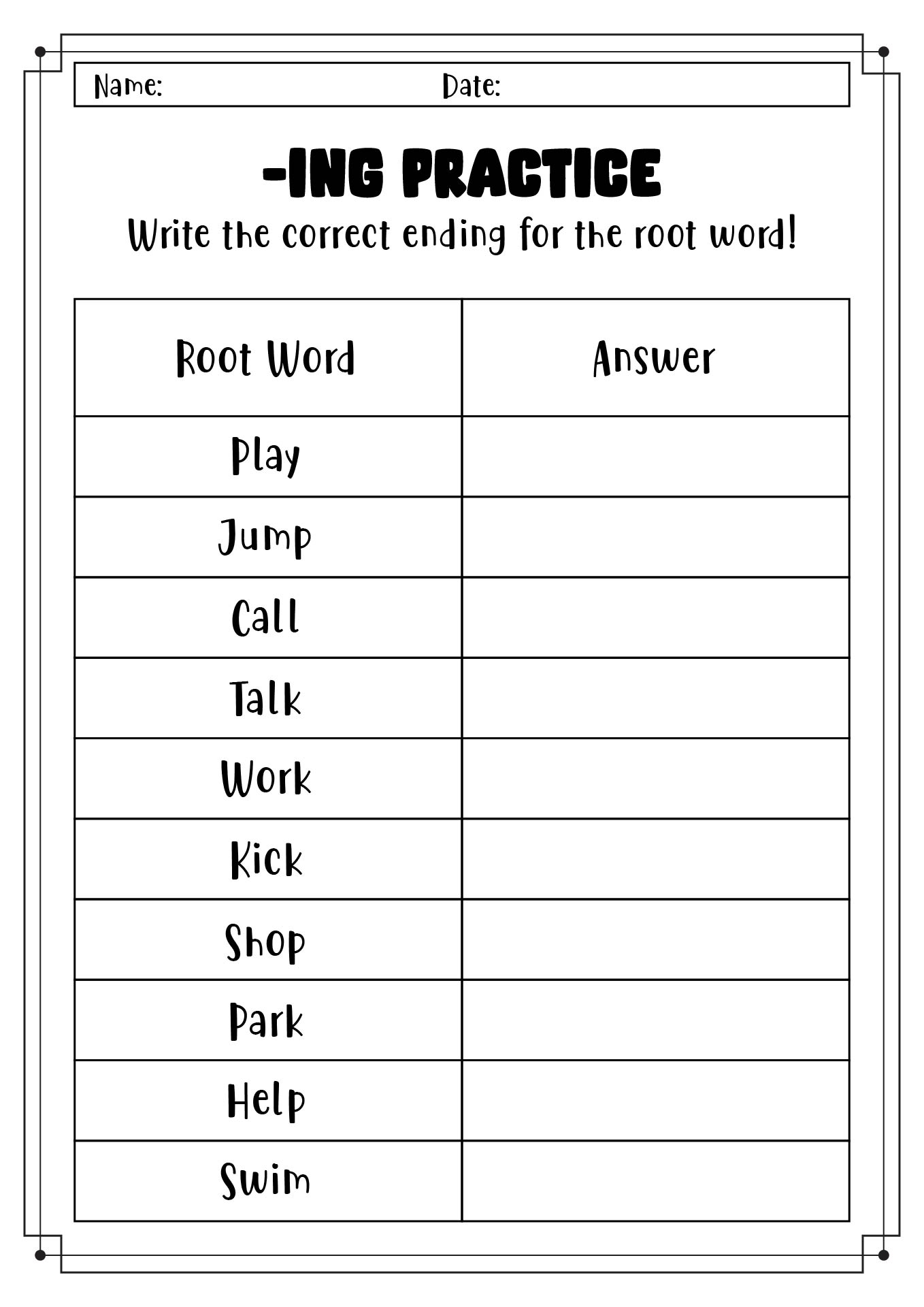 20 Adding The Suffix Ed And ING Worksheet Free PDF At Worksheeto
