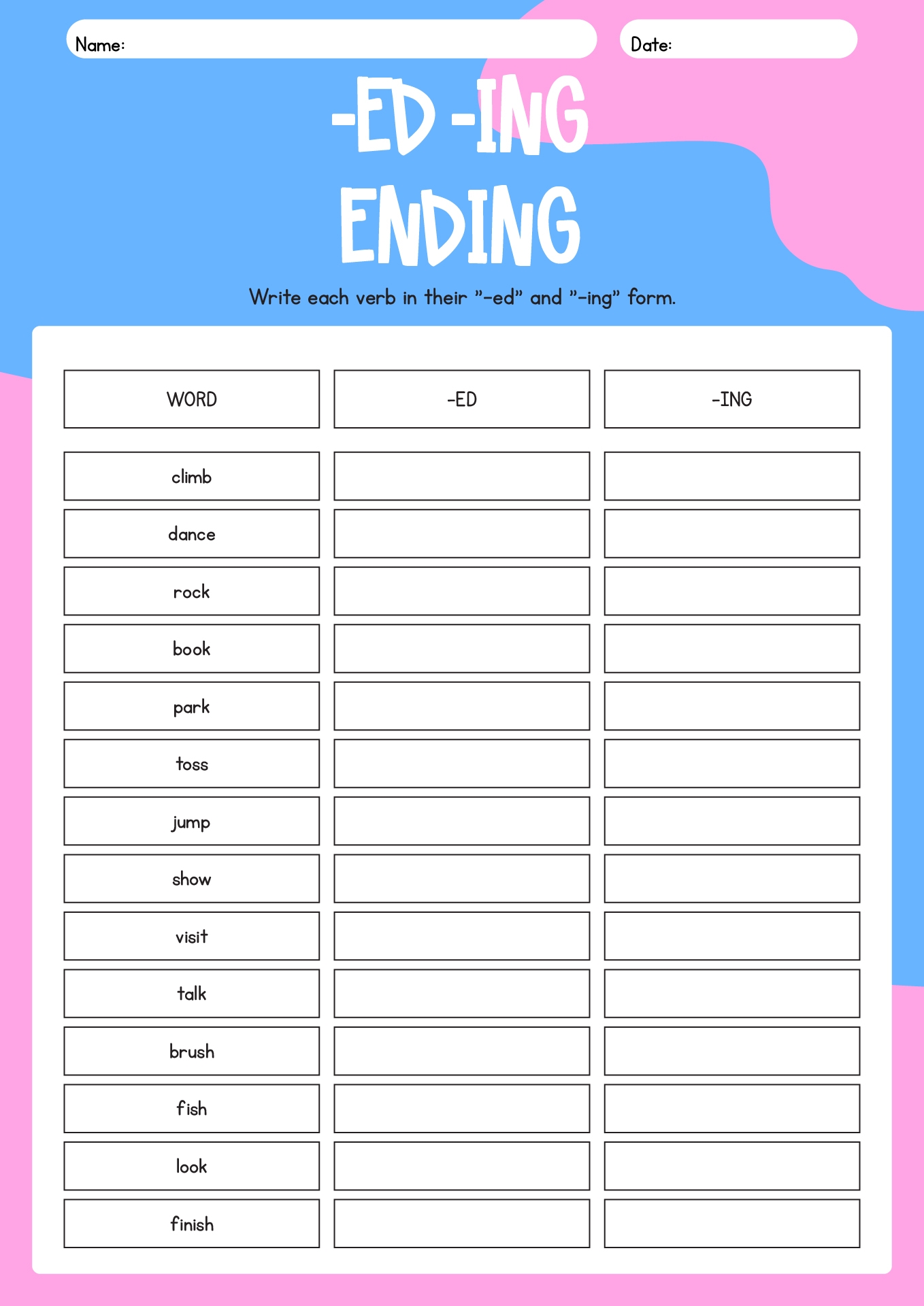20 Adding The Suffix Ed And ING Worksheet Free PDF At Worksheeto