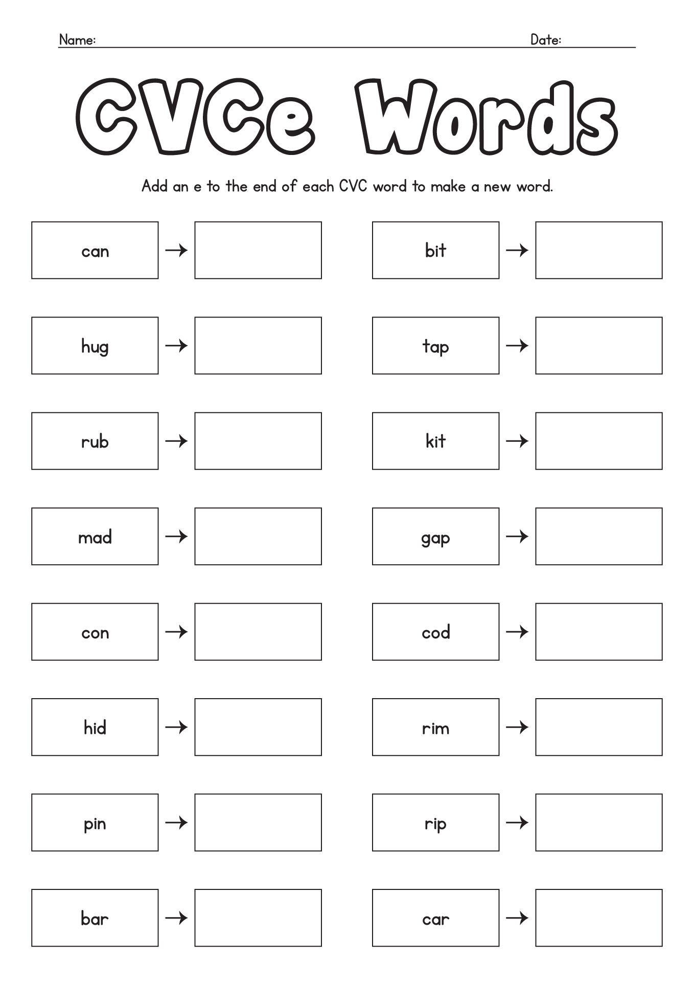20 CVCe Worksheets For First Grade Free PDF At Worksheeto 20 CVCe Worksheets For First Grade Free PDF At Worksheeto