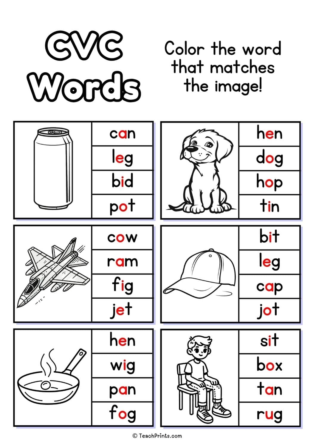 20 Free CVC Words Worksheets Teach Prints Reading And Writing Worksheets For Kids Ready To Print Worksheets Library