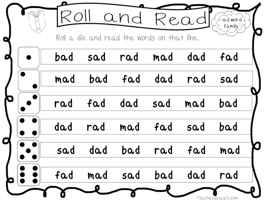 22 Printable Roll And Read Word Families Worksheets Preschool Phonics Activity Etsy 22 Printable Roll And Read Word Families Worksheets Preschool Phonics Activity Etsy