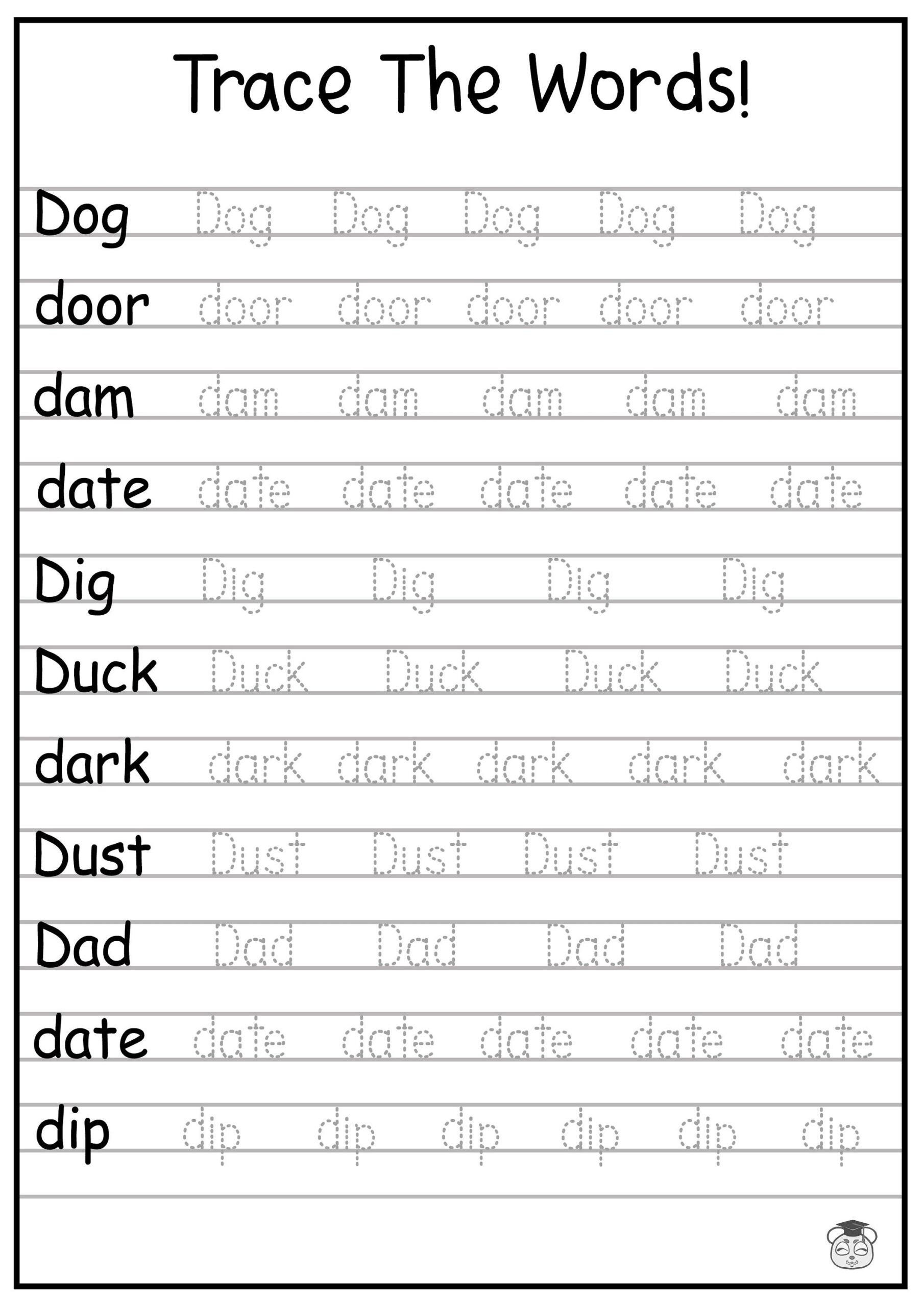 24 Printable Trace The Words Worksheet Alphabetical A Z Capital And Lowercase Words ages 3 7 KG1 To Grade 2 Etsy