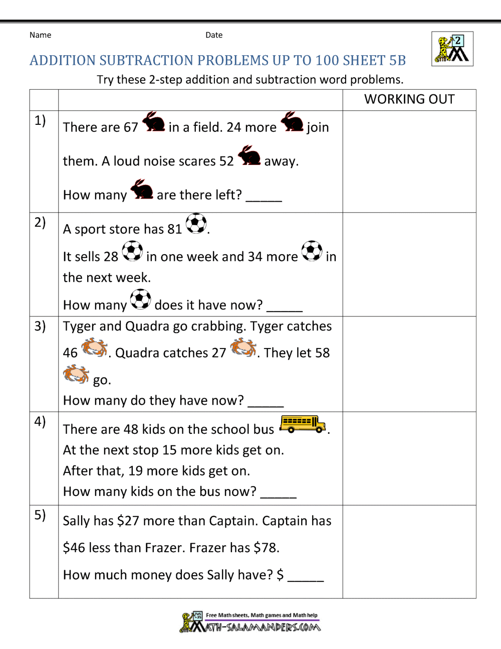 2nd Grade Addition And Subtraction Word Problems 2nd Grade Addition And Subtraction Word Problems