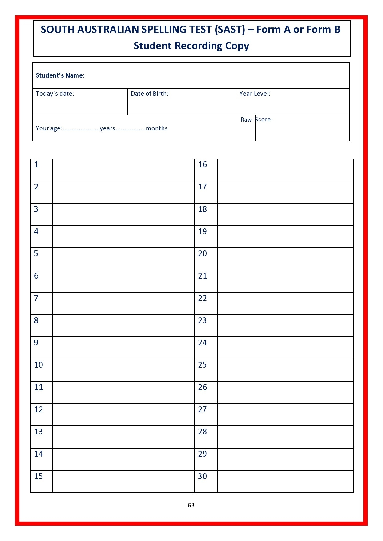 Free Printable Spelling Test Templates PDF 10 15 20 25 Words