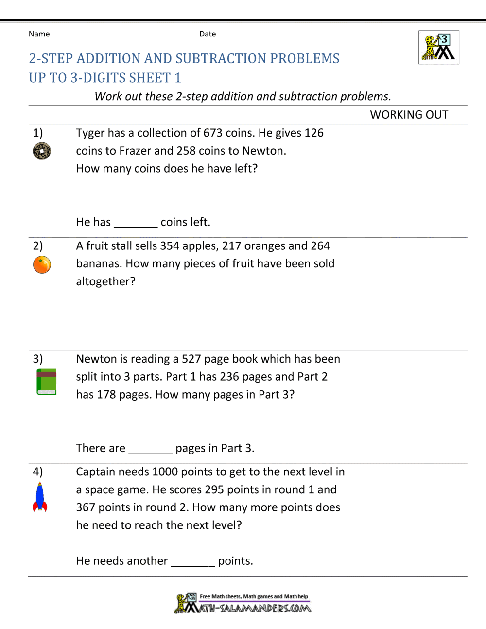 3rd Grade Addition And Subtraction Word Problems 2nd Grade Addition And Subtraction Word Problems