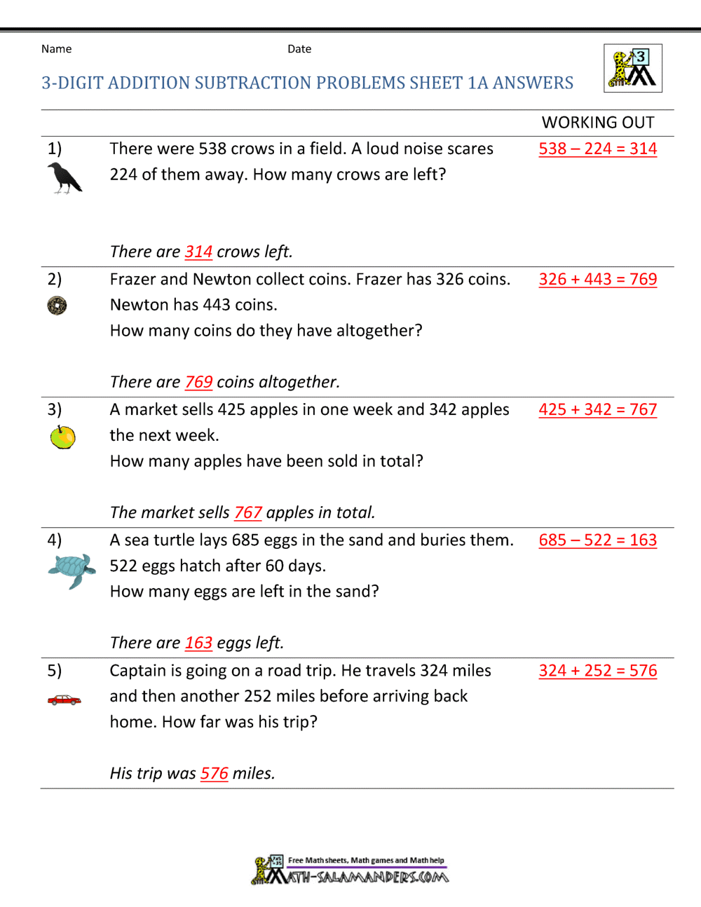 3rd Grade Addition And Subtraction Word Problems 3rd Grade Addition And Subtraction Word Problems