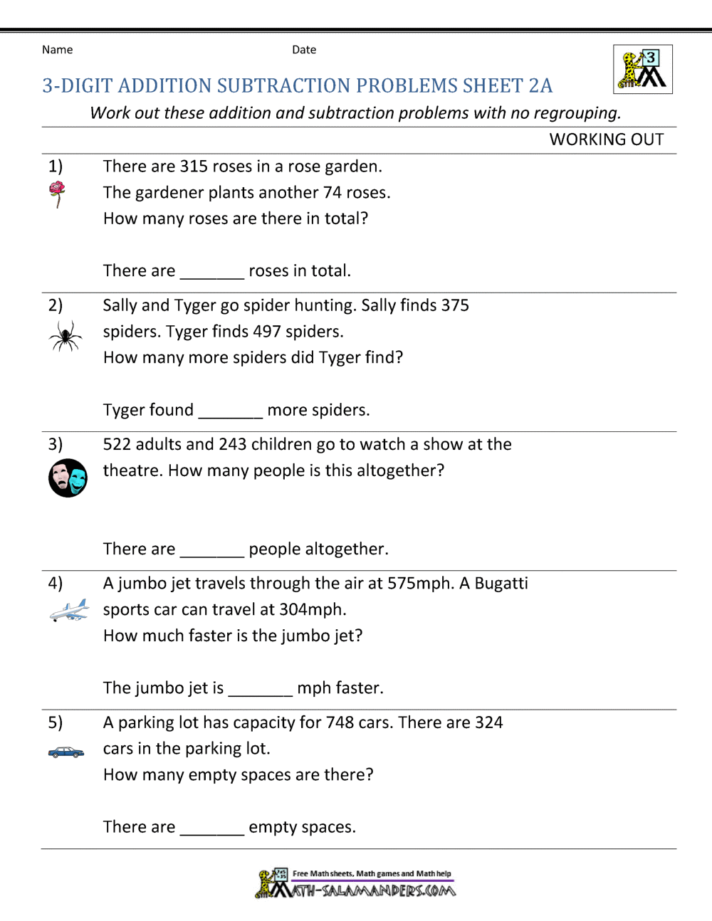 3rd Grade Addition And Subtraction Word Problems