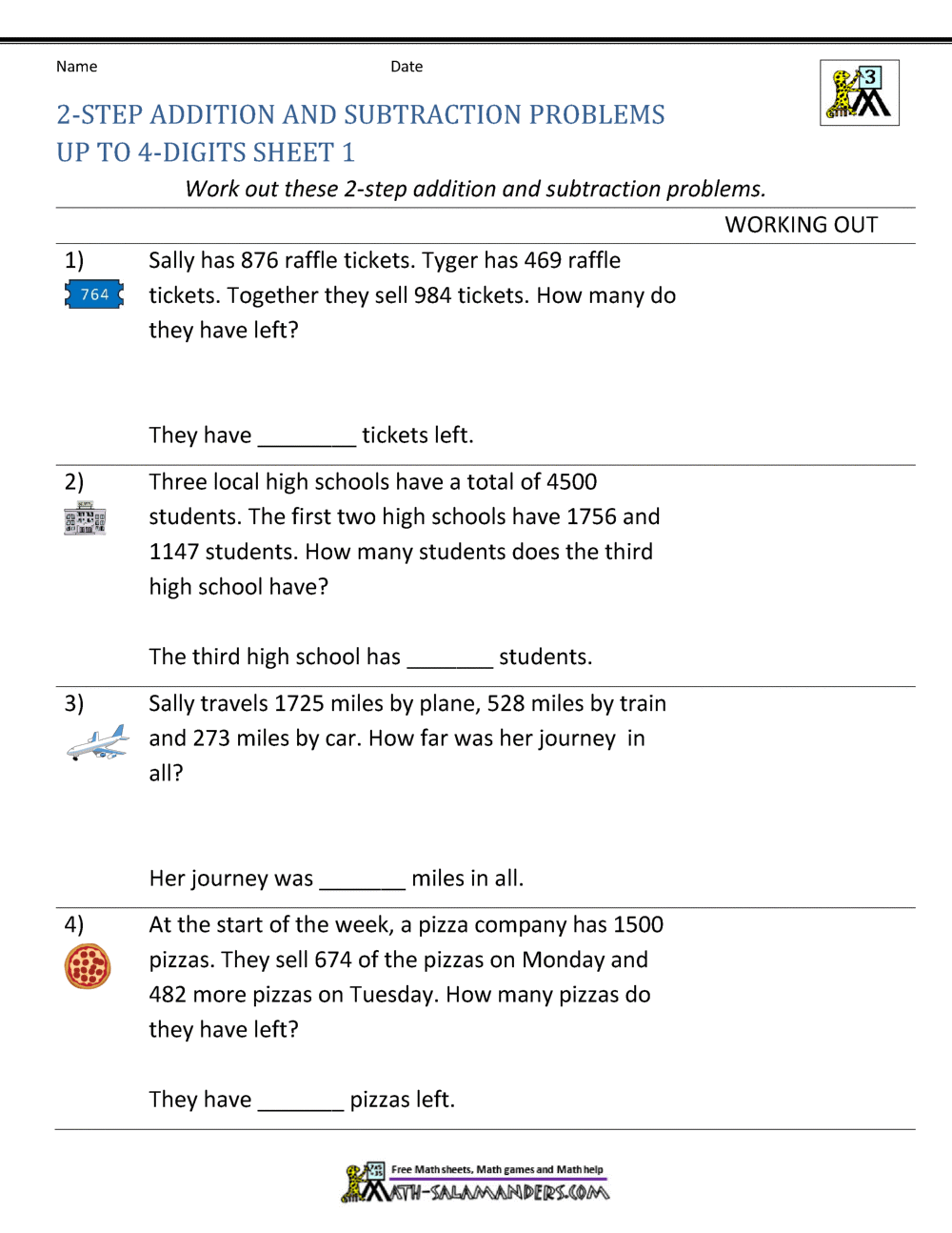 3rd Grade Addition And Subtraction Word Problems