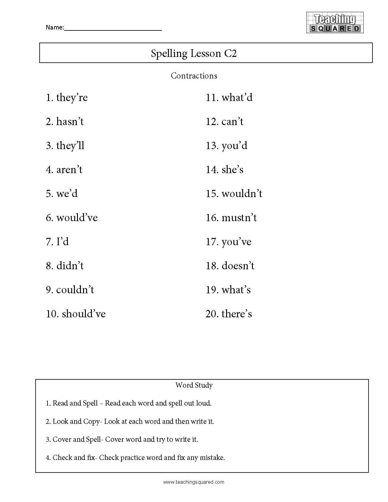 3rd Grade Spelling Teaching Squared