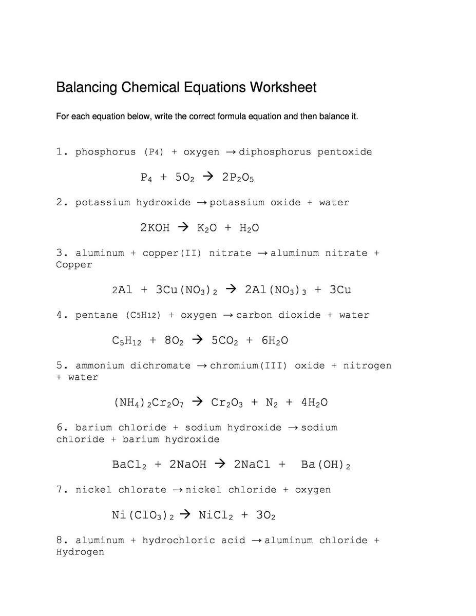 49 Balancing Chemical Equations Worksheets With Answers Worksheets Library 49 Balancing Chemical Equations Worksheets With Answers Worksheets Library