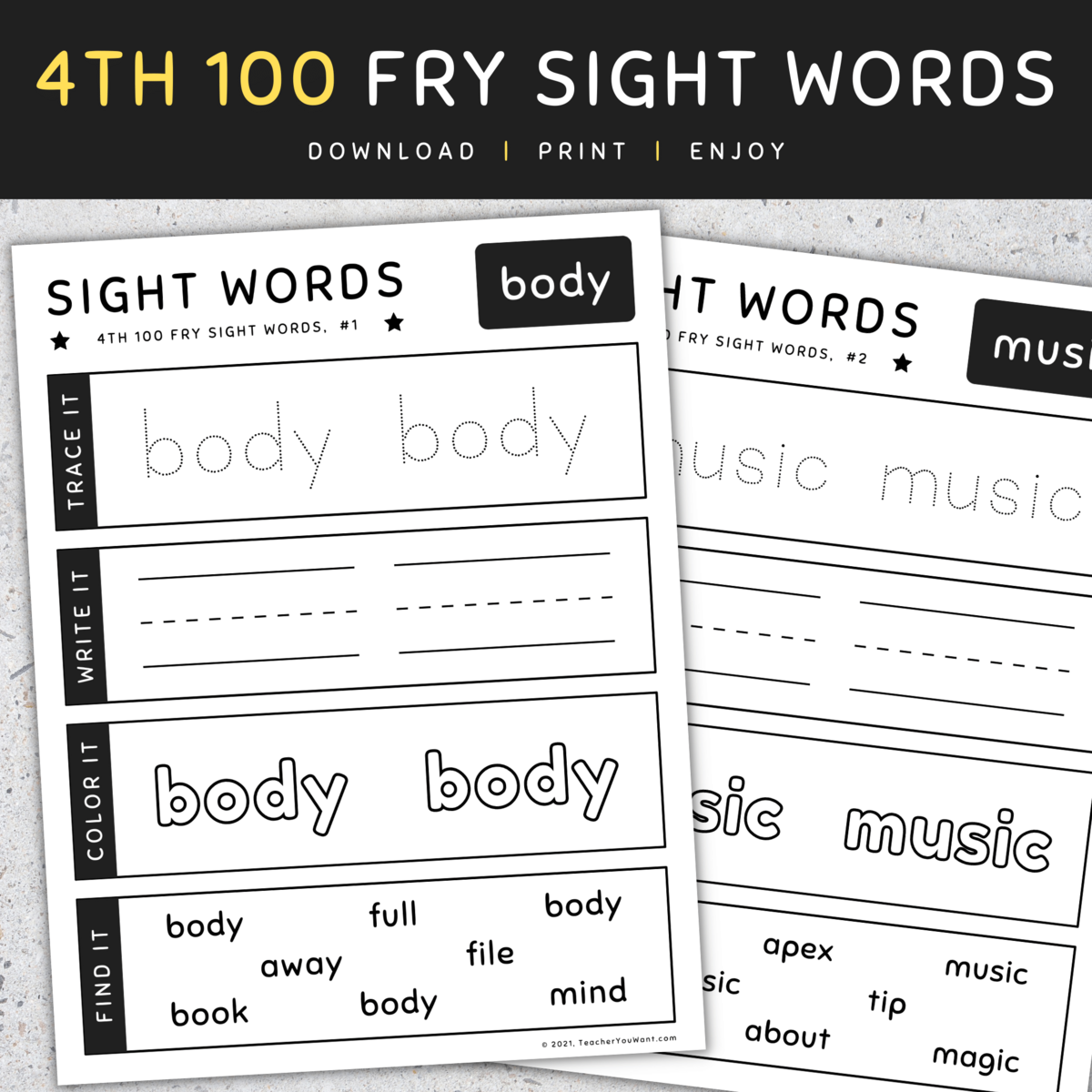 4th 100 Fry Sight Words Trace Write Color Find It Worksheets SET 5 Made By Teachers 4th 100 Fry Sight Words Trace Write Color Find It Worksheets SET 5 Made By Teachers