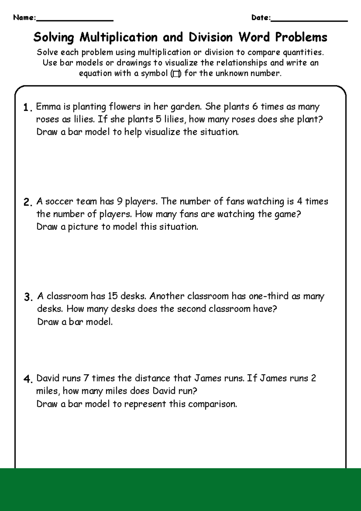 4th Grade Math Solving Multiplication Division Word Problems Worksheet Studocu