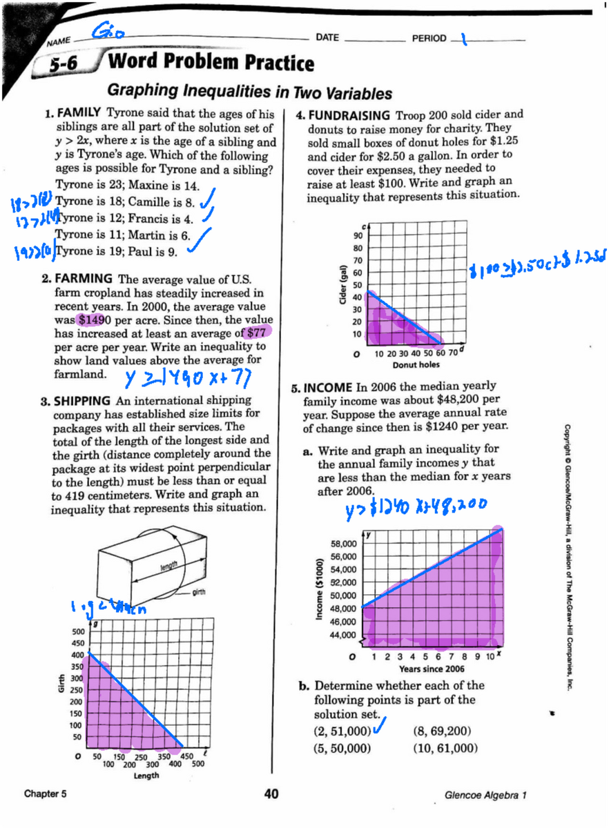 5 6 Inequality Word Problems Graphing Inequalities In Two Variables Studocu
