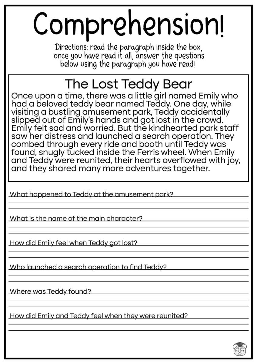 5 Printable Reading Comprehension English Worksheets Ages 4 7 KG1 To Grade 2 Etsy Israel