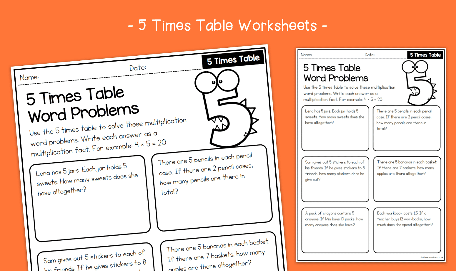 5 Times Table Word Problems Activity Worksheets KS1 Multiplication Primary Maths 5 Times Table Word Problems Activity Worksheets KS1 Multiplication Primary Maths