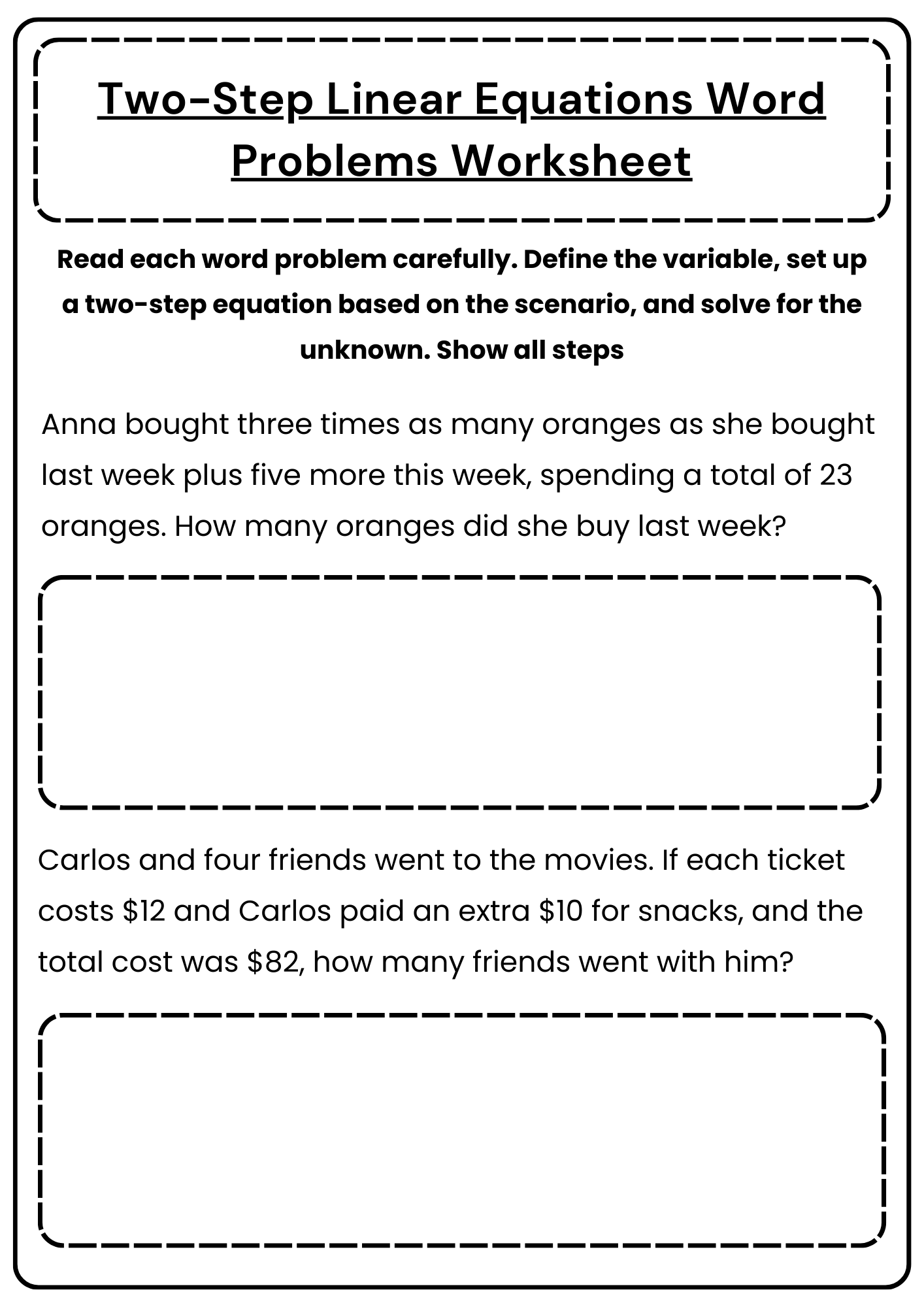 50 Two Step Equations Worksheet Samples To Download In PDF