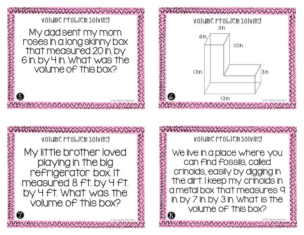 5th Grade Volume Problem Solving Task Cards Volume Word Problems Center The Teacher Next Door