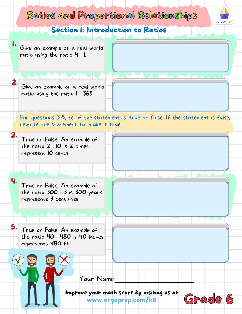 6th Grade Part Part Whole Ratios Ratios Worksheets For Free ArgoPrep