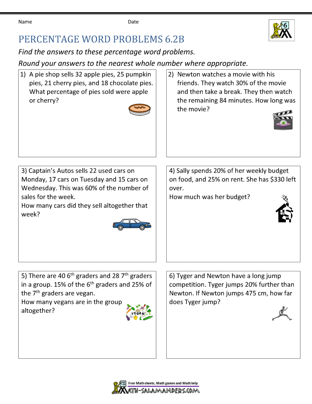 Multiplication Word Problems Worksheets Grade 6