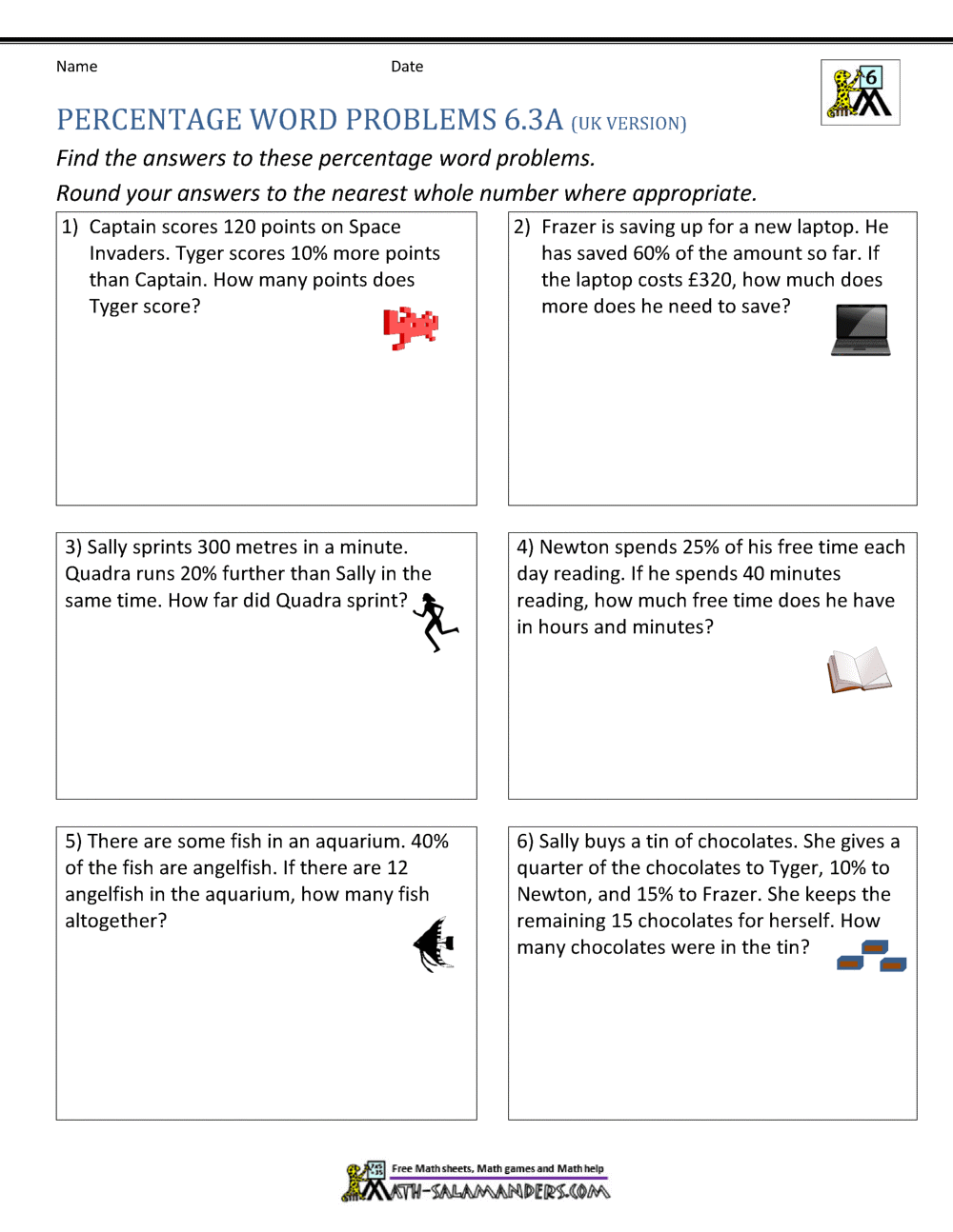 6th Grade Percent Word Problems