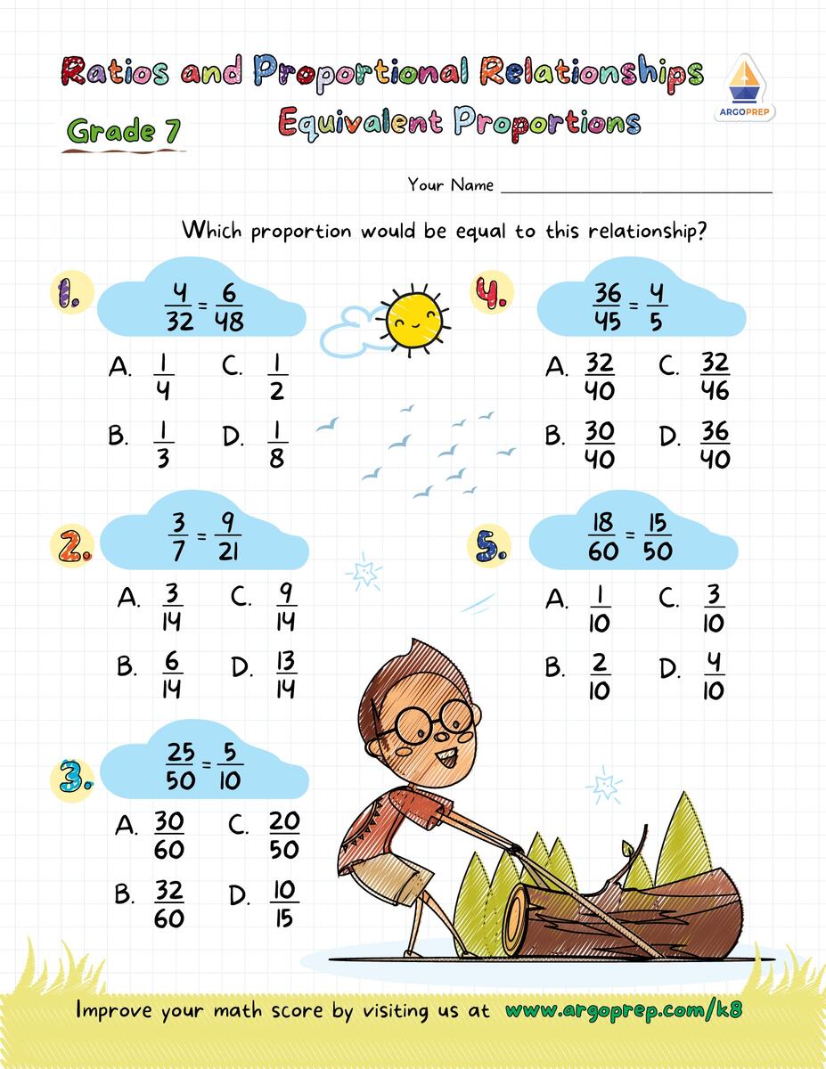 7th Grade Word Problems Proportional Relationship Equations Worksheets For Free ArgoPrep