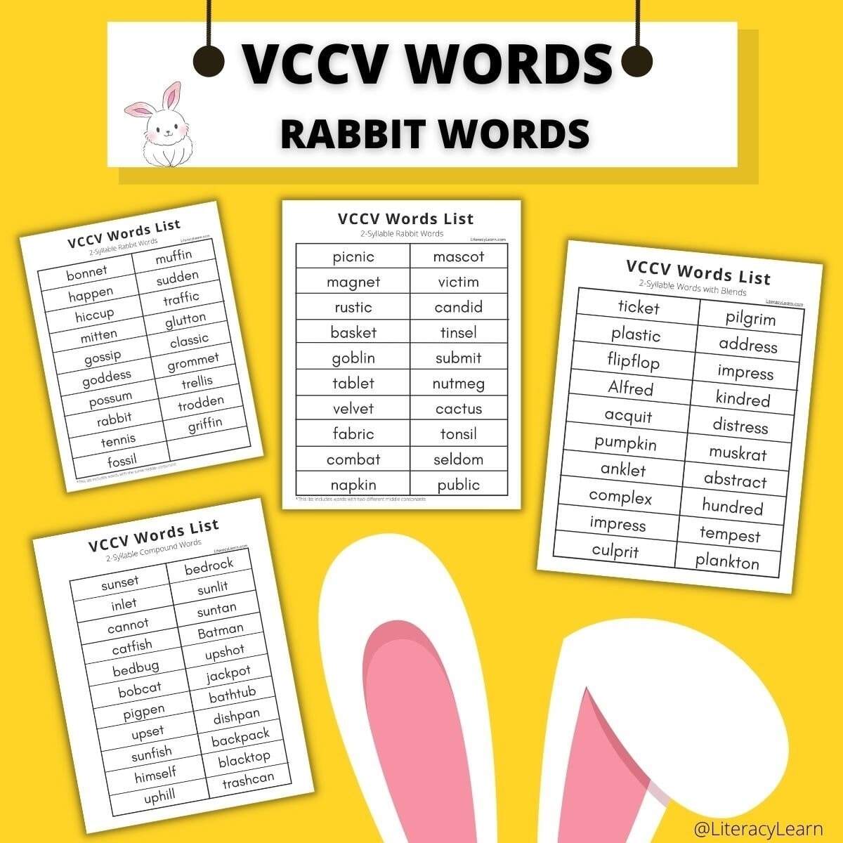 83 VCCV Words 2 Syllable Rabbit Words List Literacy Learn 83 VCCV Words 2 Syllable Rabbit Words List Literacy Learn