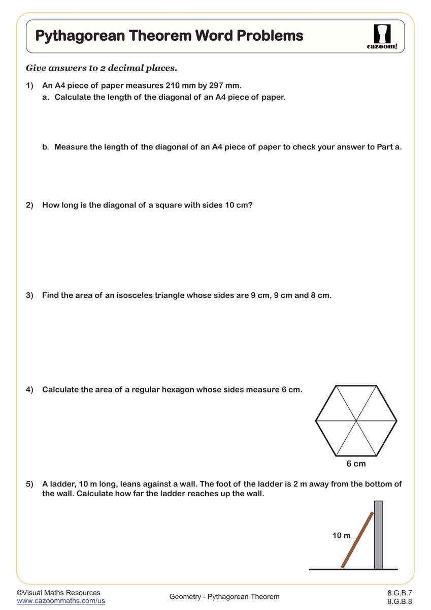 8th Grade Pythagorean Theorem Worksheets PDF Printable Worksheets Cazoom Math