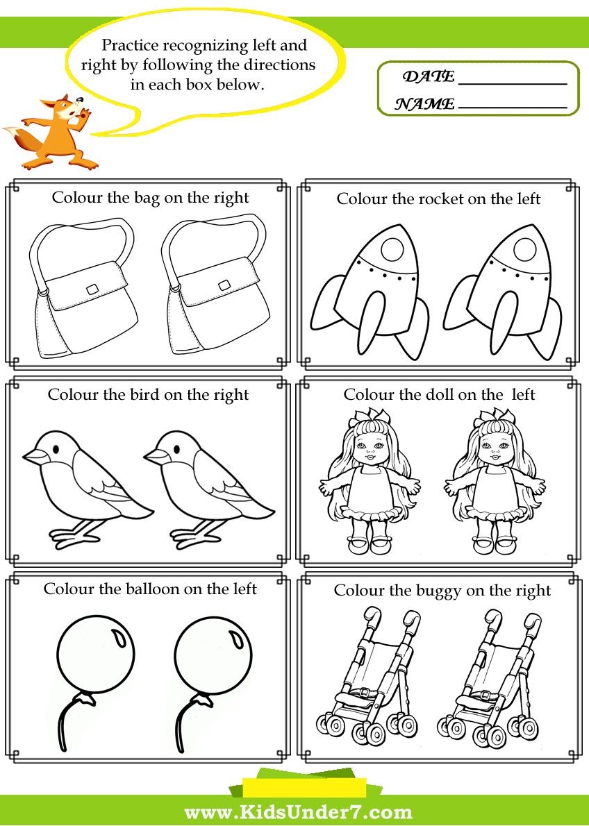 Left Or Right Position Worksheet For Kindergarten Kidpid